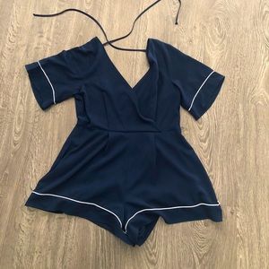 Navy blue & white romper